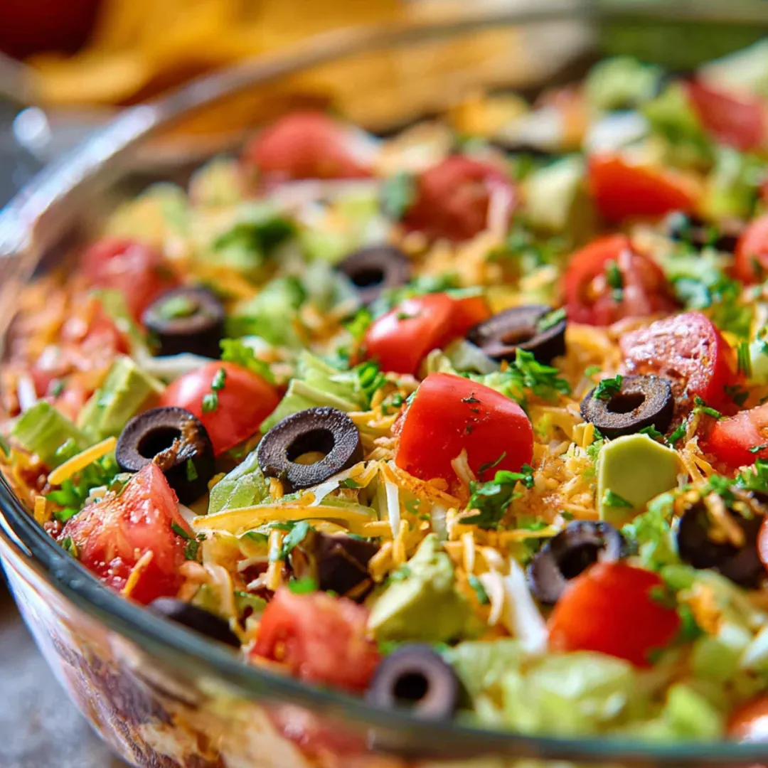 A bowl packed with olives, lettuce, tomatoes, and cheese, looking fresh and bright.