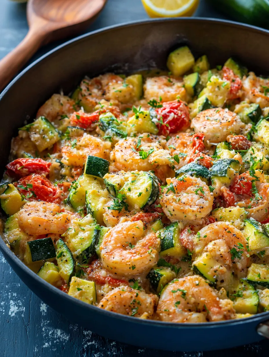 A bowl of shrimp and vegetables.