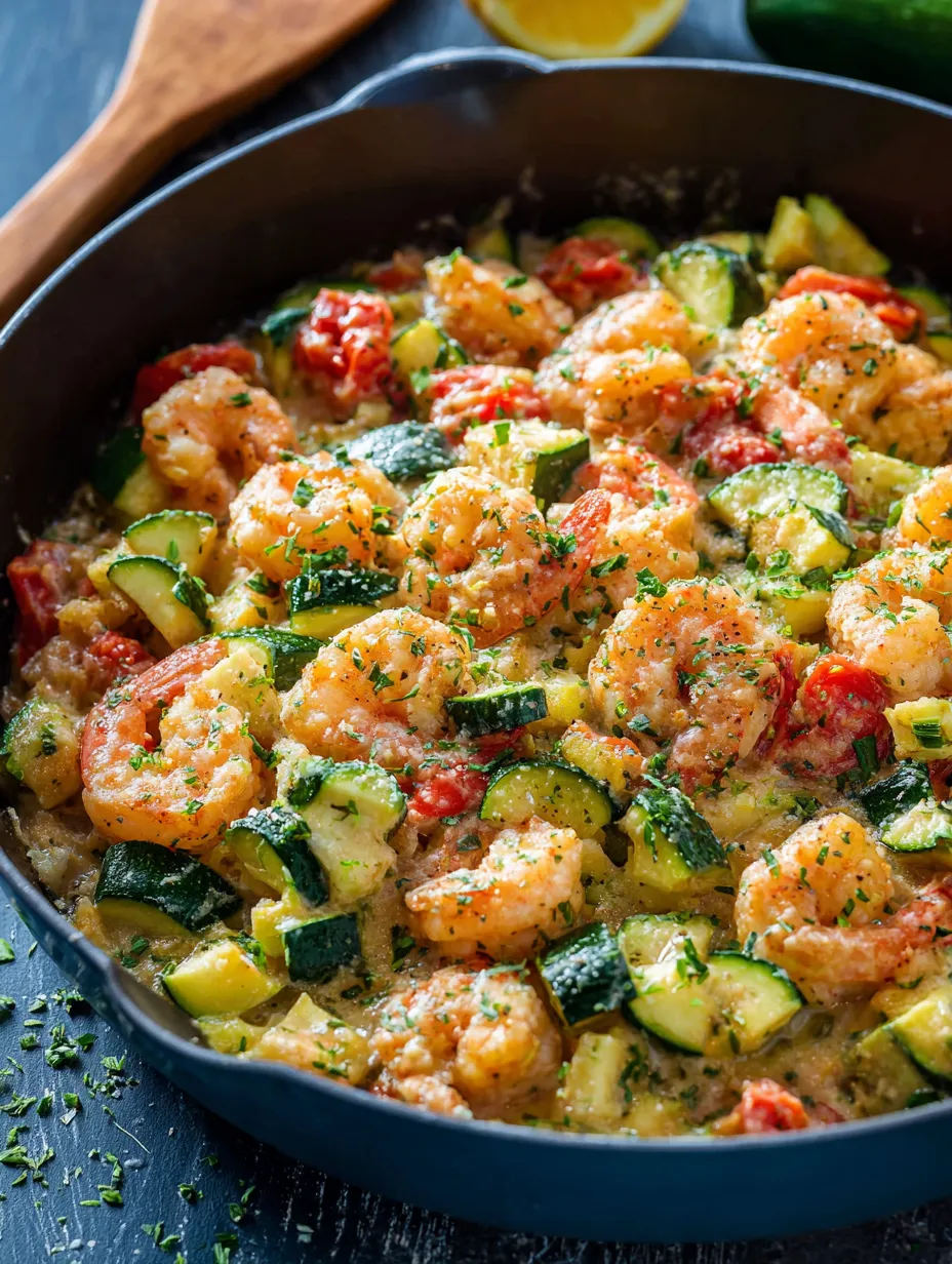 A pan of shrimp and vegetables.