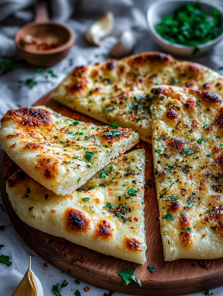 A pizza with cheese and herbs on top.