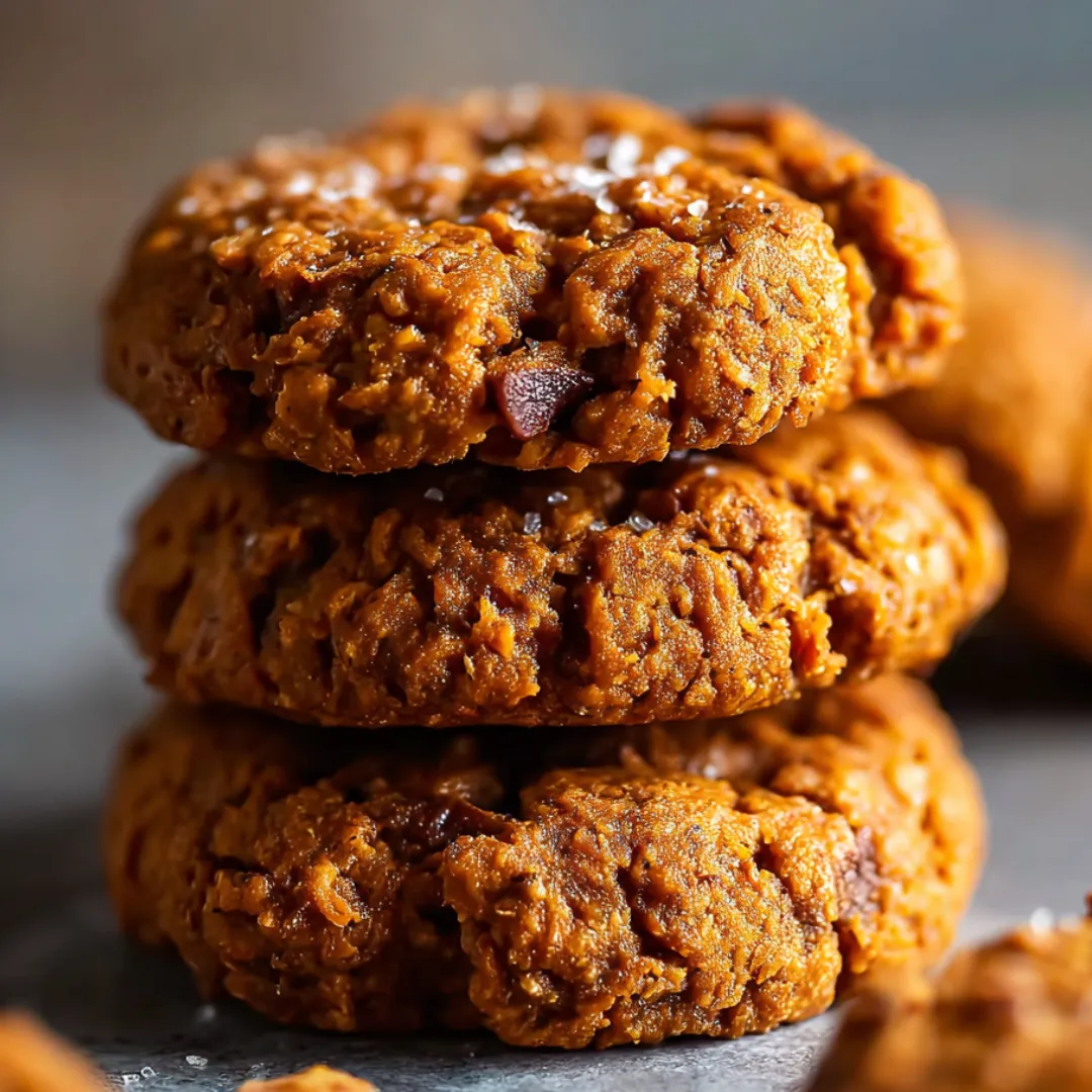 A pile of homemade brown cookies stacked up.