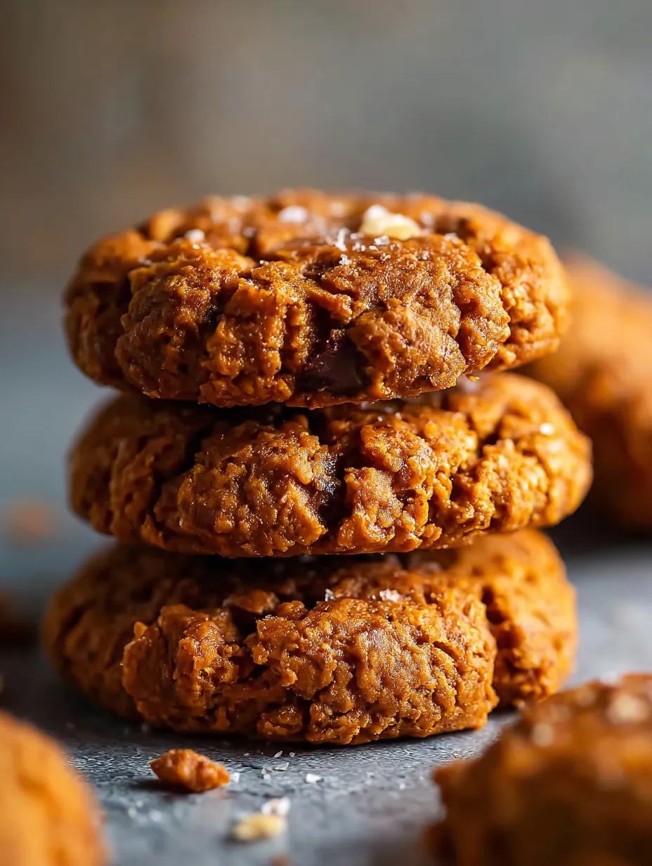 A stack of brown cookies.