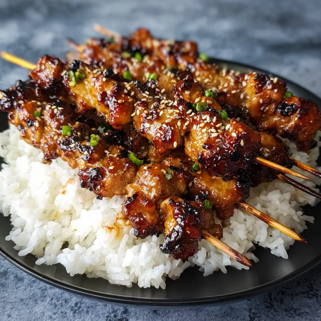 Chicken over rice on a plate.