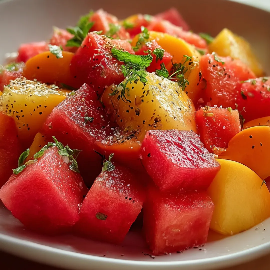 A white bowl full of watermelon slices.