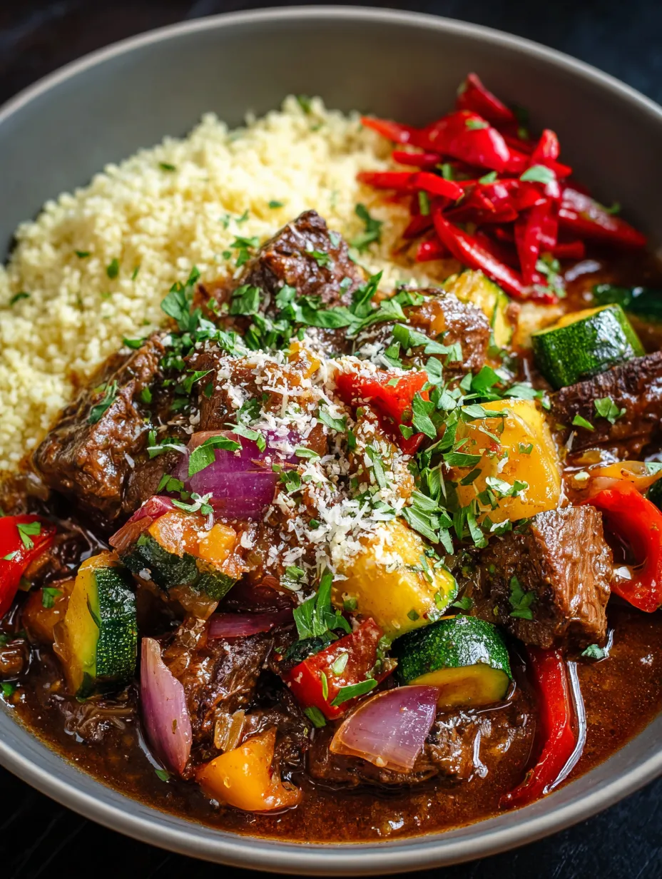 A bowl of meat and vegetables.