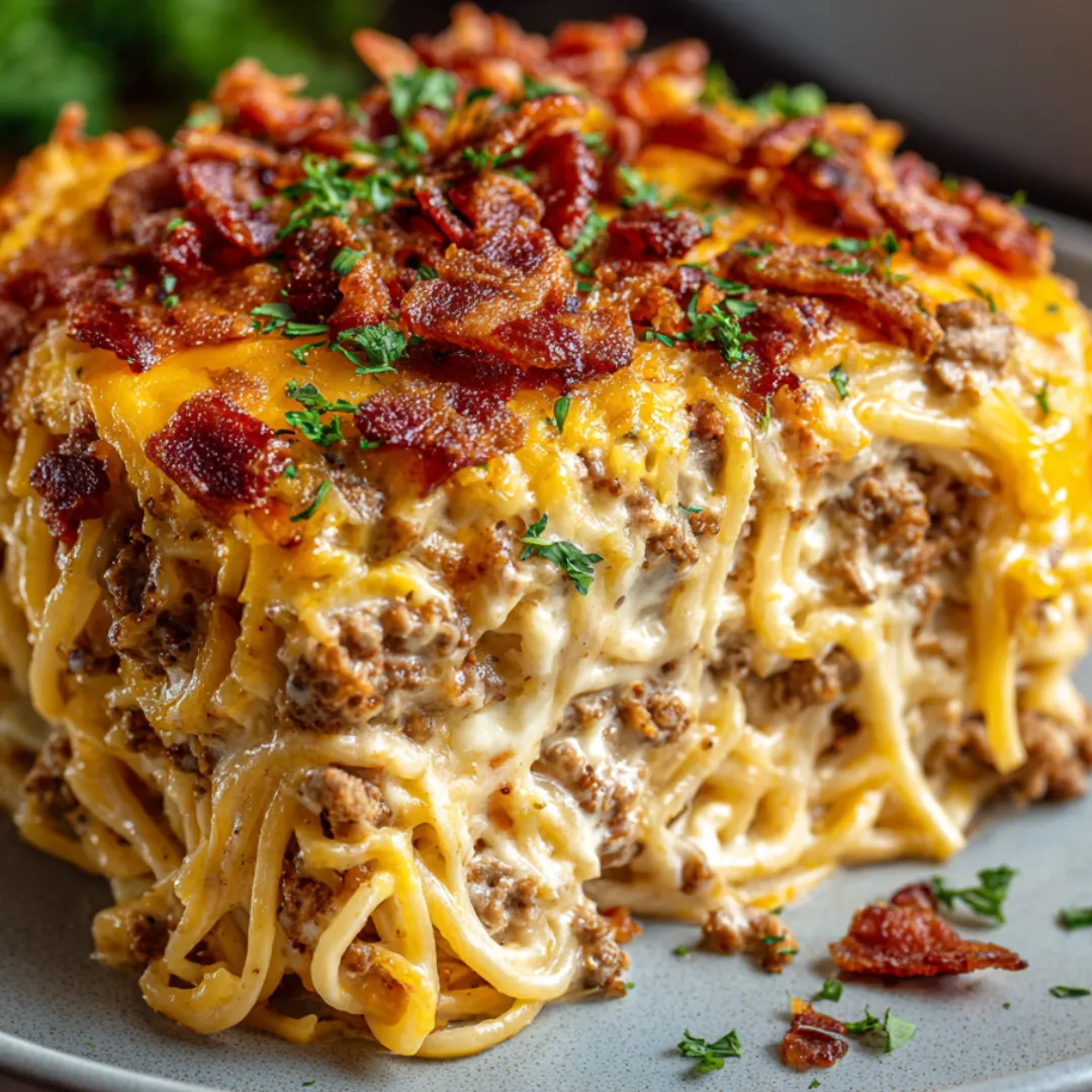 Loaded cheesy chicken and bacon on a plate.