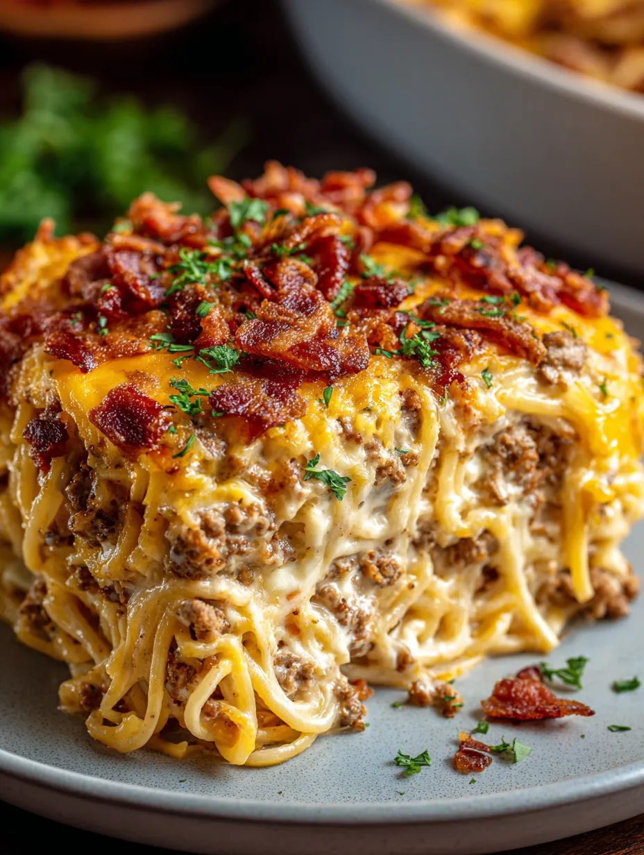 A plate loaded up with bacon bits and melted cheese.