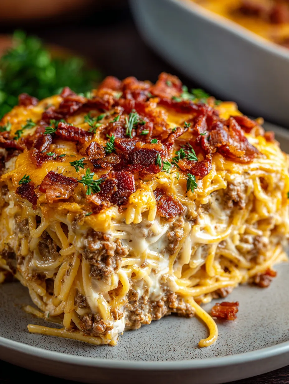 A plate loaded up with bacon bits and melted cheese.