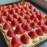 A close up of a strawberry shortcake.