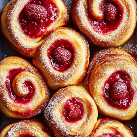 A plate of pastries with red berries on top.