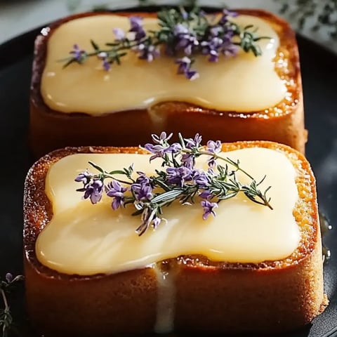 Two pieces of bread with butter and lavender on top.