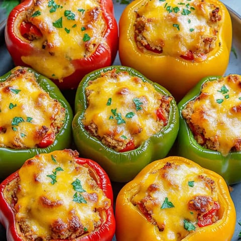 Six peppers with cheese and herbs.
