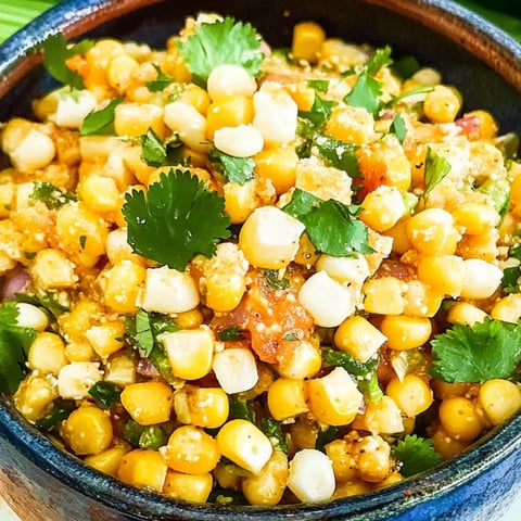 A bowl of food with corn and cilantro.