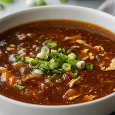 A bowl of soup with green onions.
