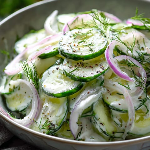 Sliced cucumbers and onions piled in a bowl.
